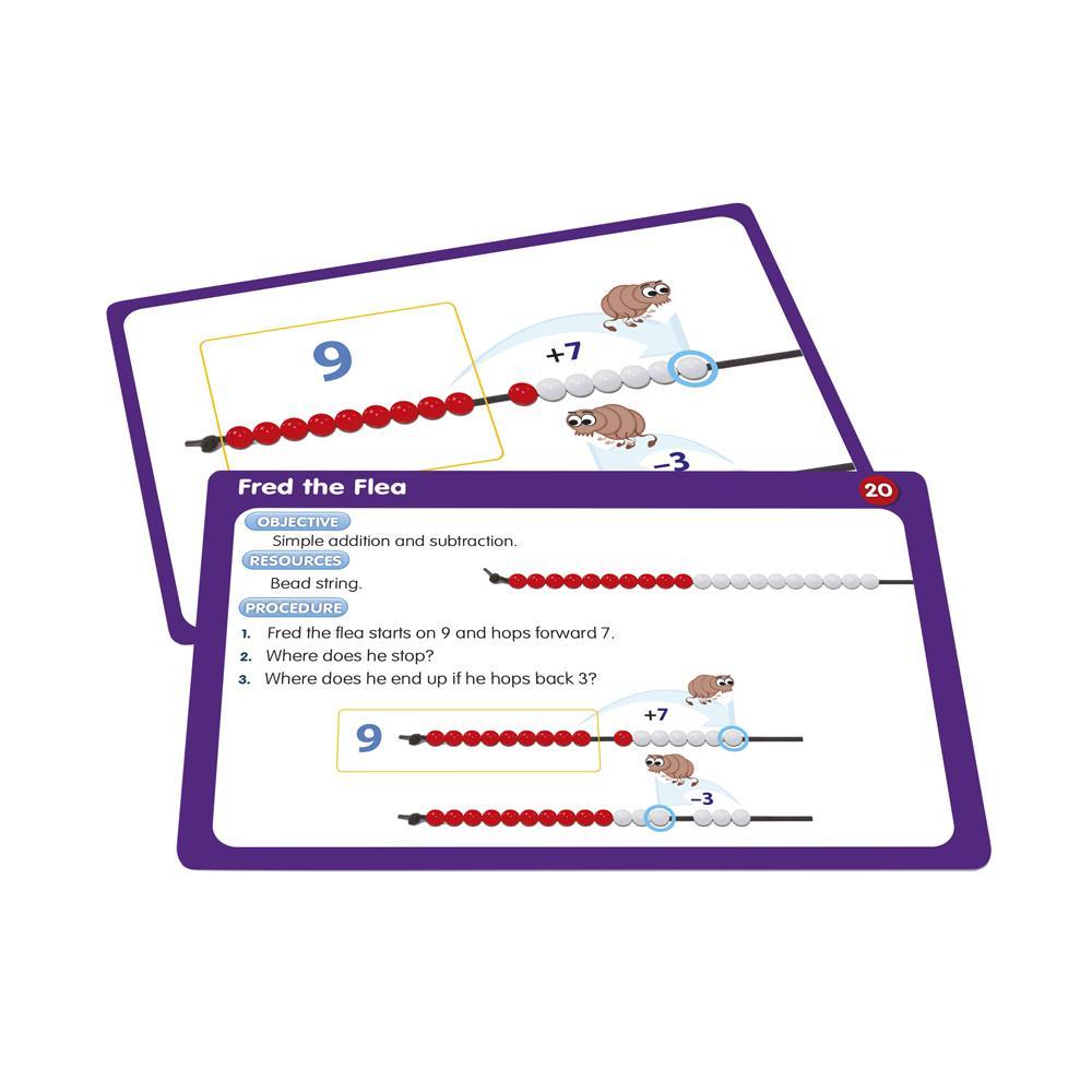 Junior Learning JL322 50 Bead String Activities front and back cards close up