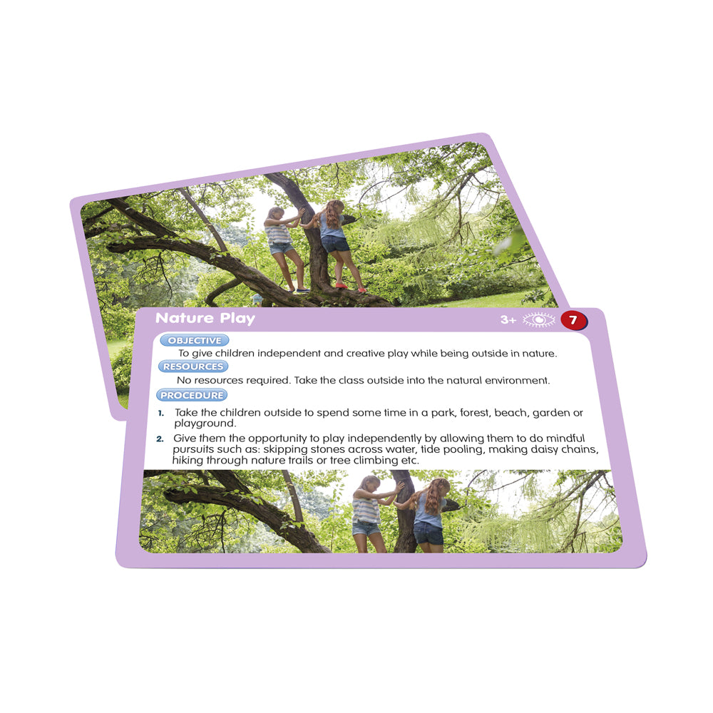 Junior Learning JL360 50 Mindfulness Activities cards front and back close up