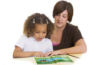 Mom teaching daughter how to read with Junior Learning JL380 Letters and Sounds Phase 1 Set 1 Fiction