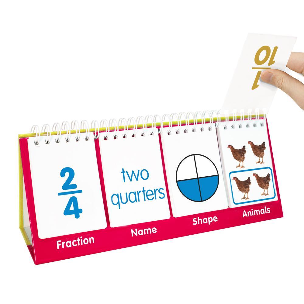 Hand turning the page of Junior Learning JL454 Fraction Flips