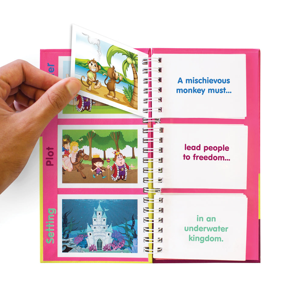 Hand turning page of Junior Learning JL455 Story Starter Flips