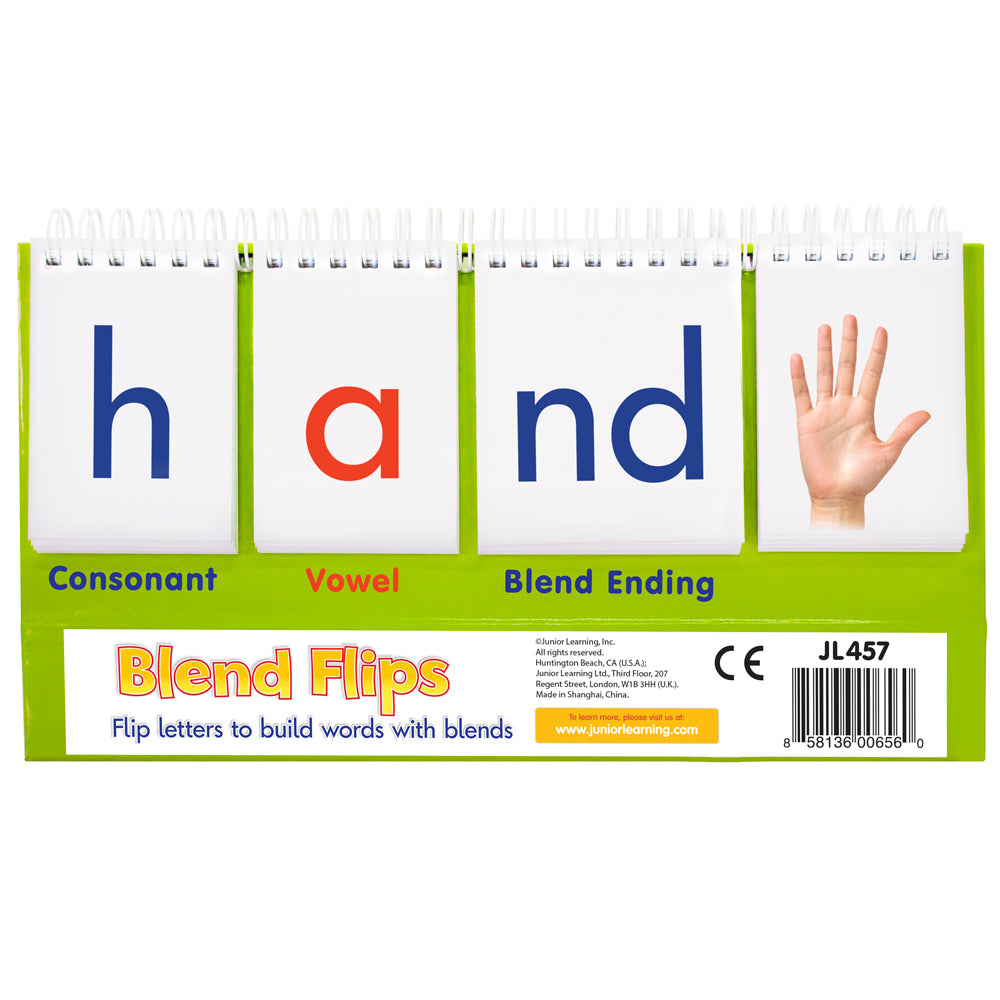 Junior Learning JL457 Blend Flips flat consonant, vowel, blend ending and image side