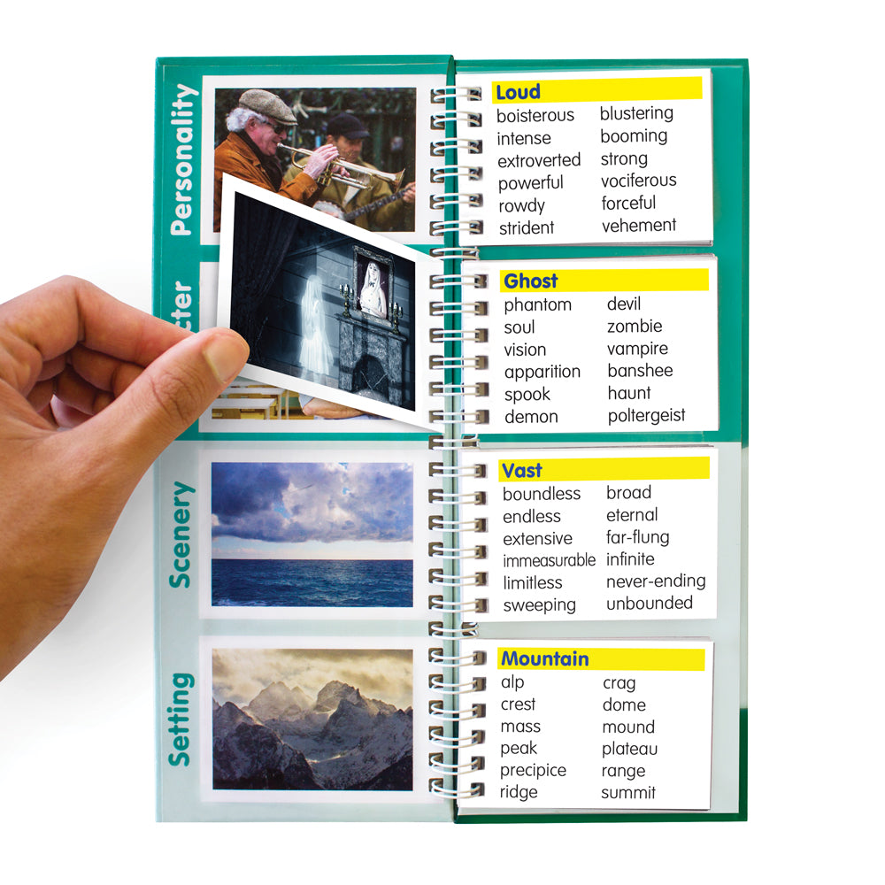 hand turning page of Junior Learning JL460 Word Finder Flips