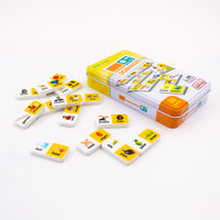 Junior Learning JL667 Homophone Dominoes tin and pieces angled flat