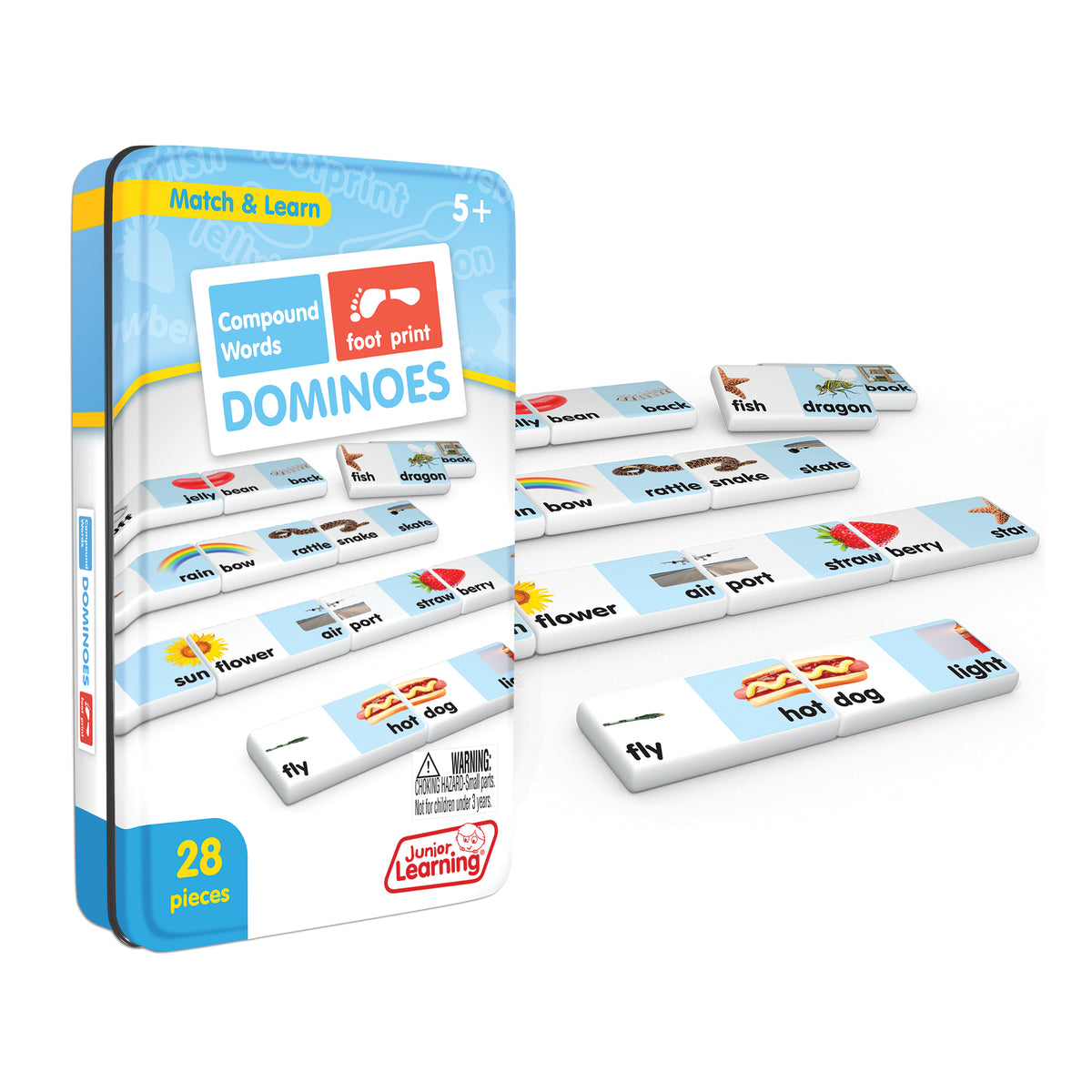 Junior Learning JL668 Compound Words Dominoes tin and pieces