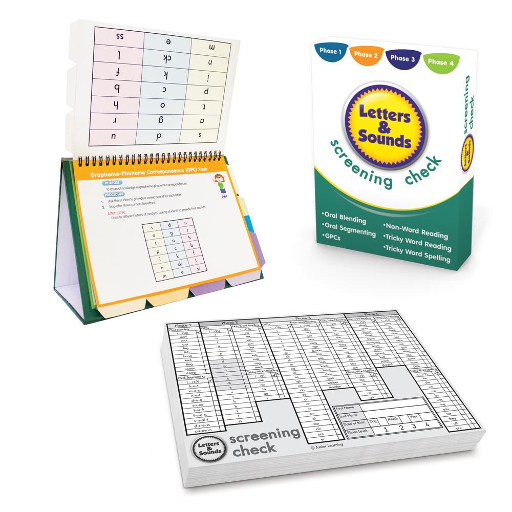 Junior Learning JL261 Letters and Sounds Screening Check content and box