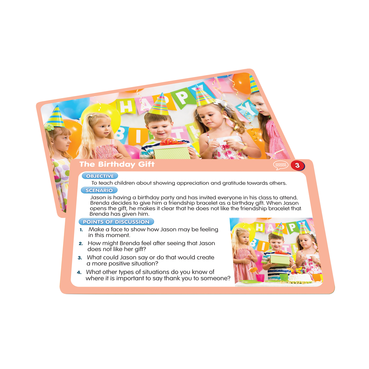 Junior Learning JL361 50 Social Scenario Activities cards front and back close up