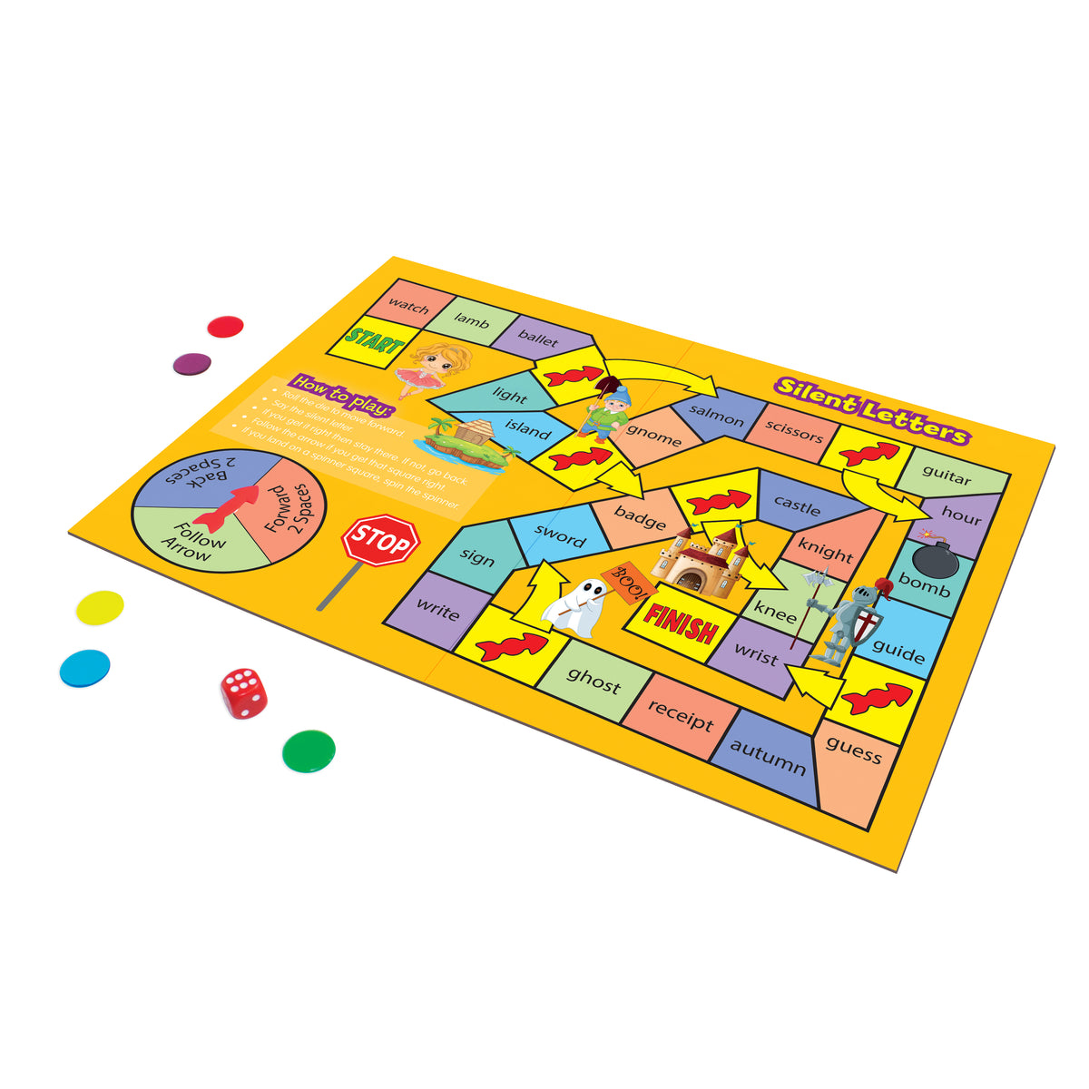 Junior Learning JL423 Spelling Board Games silent letters game