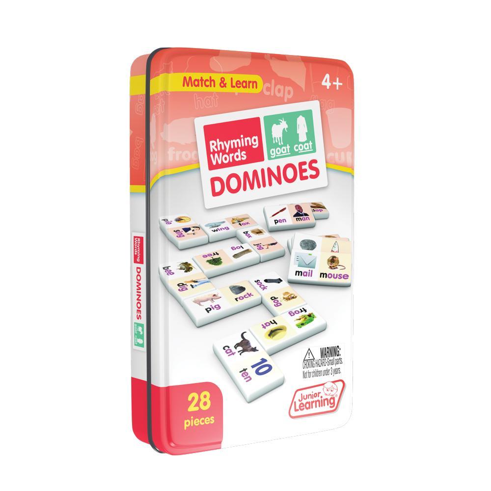 Junior Learning JL490 Rhyming Words Dominoes tin angled right