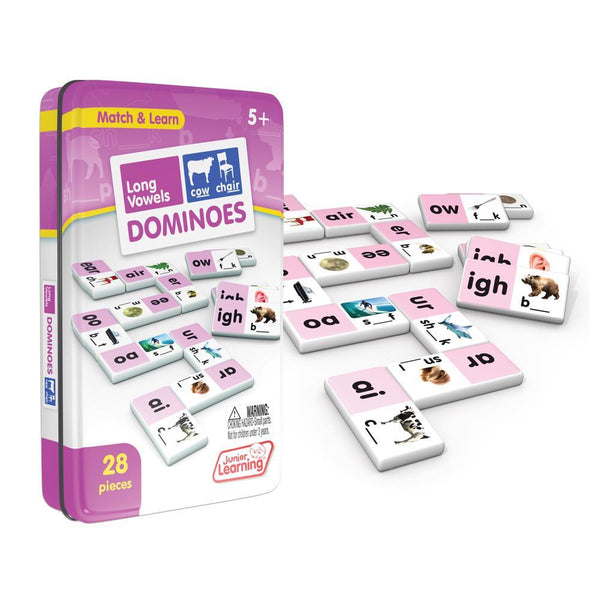 Junior Learning JL495 Long Vowels Dominoes tin and pieces