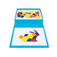 Junior Learning JL613 Rainbow Pattern Blocks angled flat close up