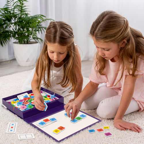 2 girls playing with Junior Learning JL654 Rainbow Phonics Tiles