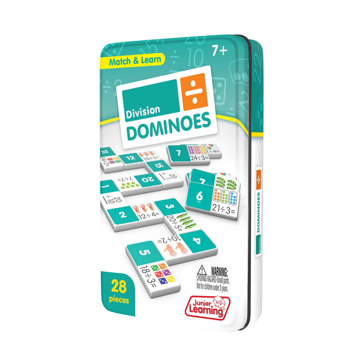 Junior Learning JL671 Division Dominoes tin angled left
